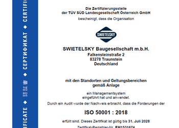 SWIETELSKY Deutschland erhält Energiezertifizierung nach DIN EN ISO 50001 - DE SWIETELSKY Deutschland erhält Energiezertifizierung nach DIN EN ISO 50001 - DE