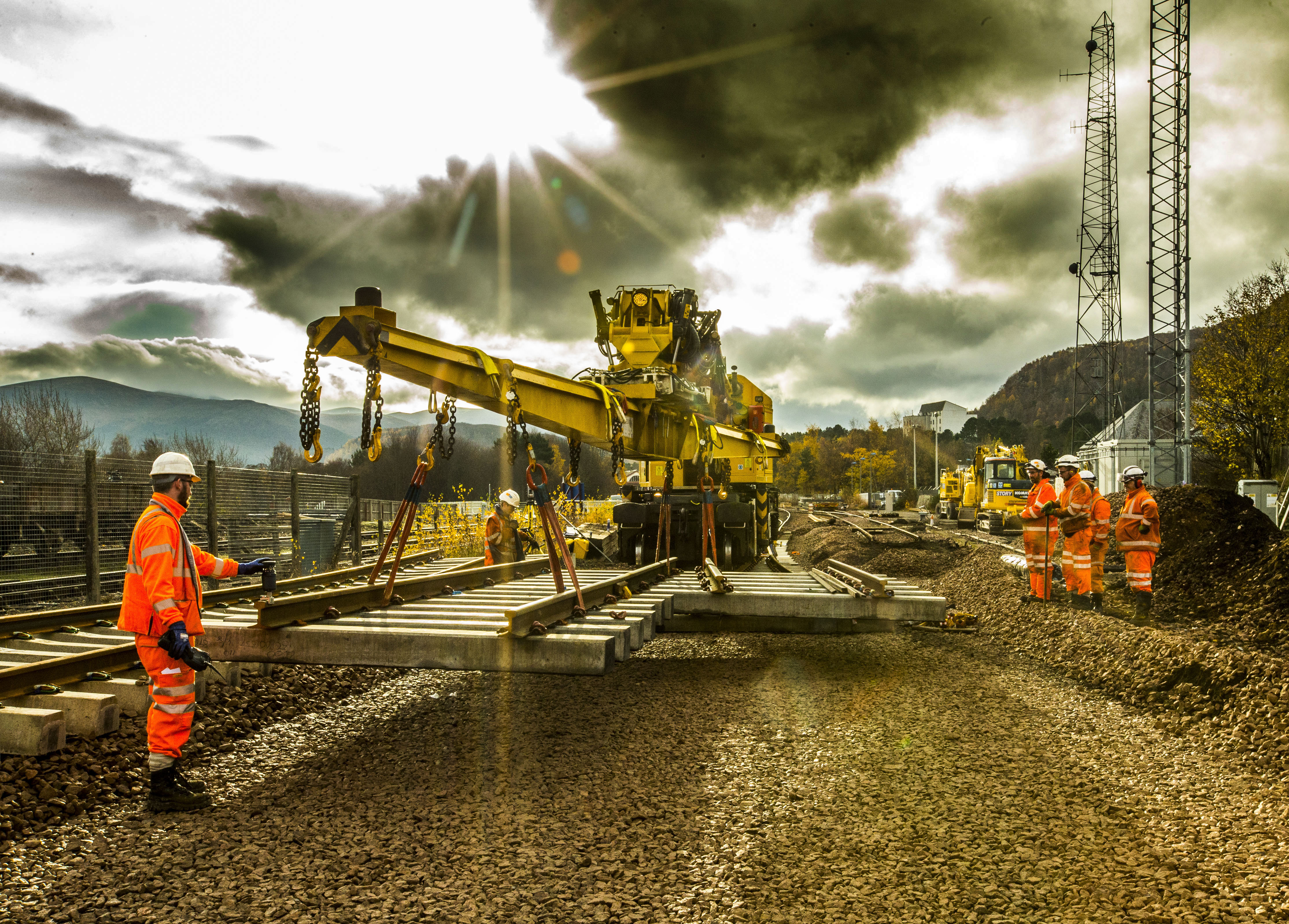 Construction work on the train track, Highland - Bahnbau